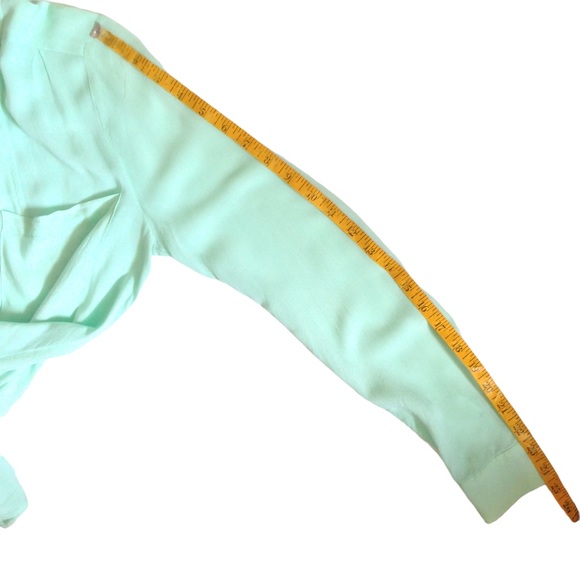 Anthropologie Blouse Maeve Clara Mint Green Long Sleeve Button Front Size 0 Chic - Picture 11 of 13